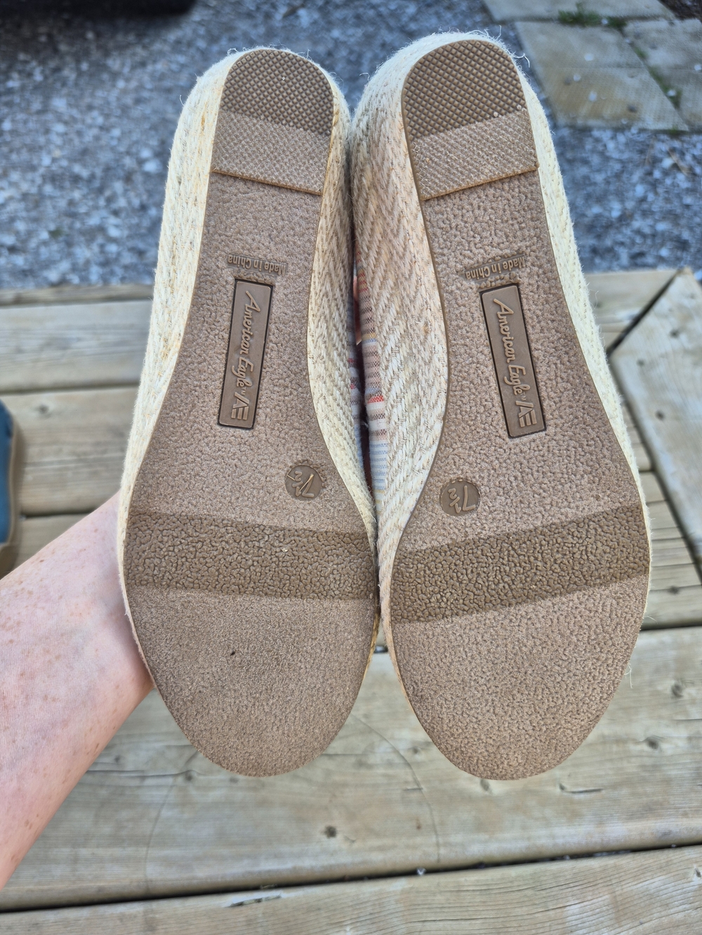 American Eagle Striped Canvas Women's Wedge Shoes in Size 7.5 - Picture 7 of 10